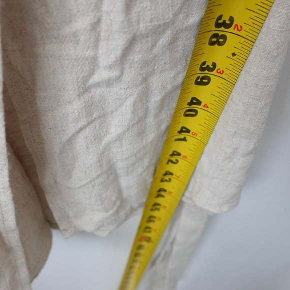 Everly Dress Size Small Linen Wrap Short Mini Casual Surplice Sundress Beige - Picture 5 of 10